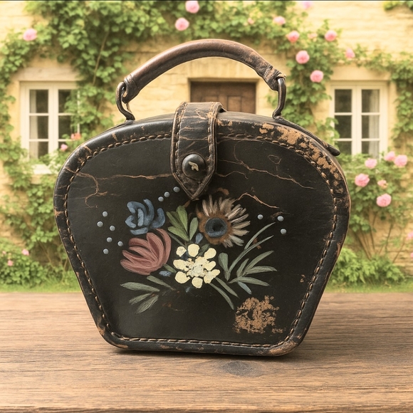 Unique Vintage Handbags - Vintage 1950s Hand-Painted Leather Box Purse w/ Batik Lining – Mid-Century Novel